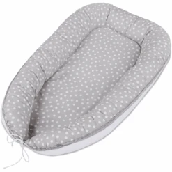 Babybay® Kuschelnest Perlgrau Punkte Weiß