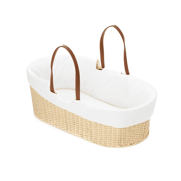 Fillikid Moseskorb Natur Mit Gefütterter Umrandung Und Matratze Weiß