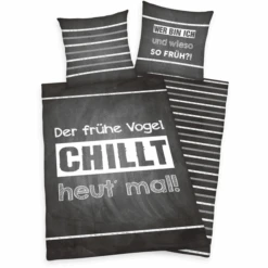 HERDING Bettwäsche Sprüche “Der Frühe Vogel…” 135 X 200 Cm