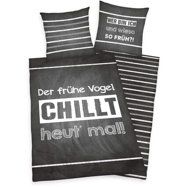 HERDING Bettwäsche Sprüche “Der Frühe Vogel…” 135 X 200 Cm