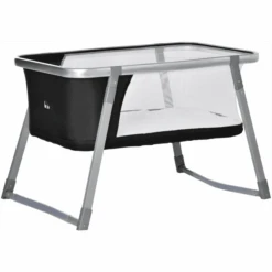 HOMCOM Kinderreisebett Mit Schaukelmodus Grau, Schwarz