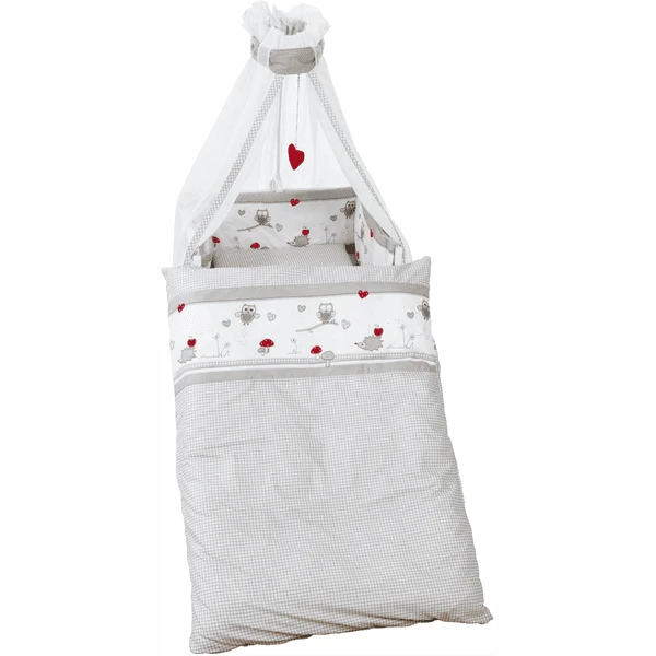 ROBA Kinderbettgarnitur 4tlg. 100x135cm Adam & Eule Grau Weiß Bedruckt