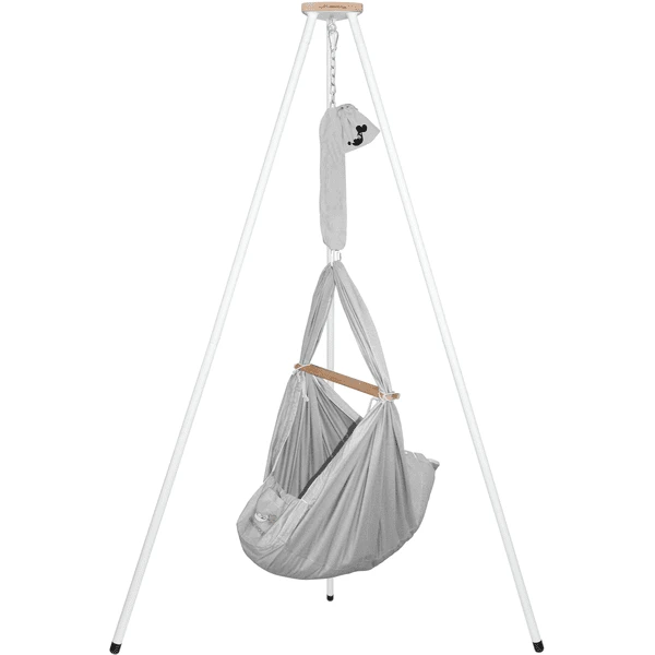 SCHMUSEWOLKE Baby Federwiege Bio Grey Mit Tipi Weiß