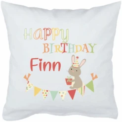 Schnullireich Babykissen Mit Namen Happy Birthday Weiß