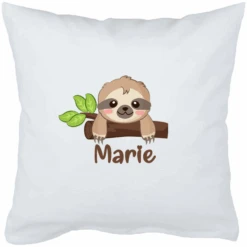 Schnullireich Babykissen Mit Namen Kleines Faultier Weiß