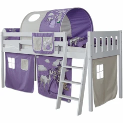 TiCAA Hochbett Eric Buche Weiß Horse Pink