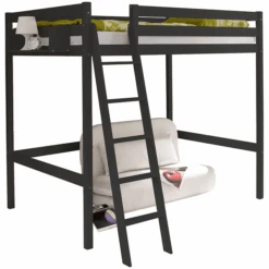 TICAA Hochbett Matthias 140 X 200 Cm Kiefer Grau