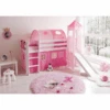 TiCAA Rutschbett Kasper Kiefer Weiß Rosa - Pink Mit Turm