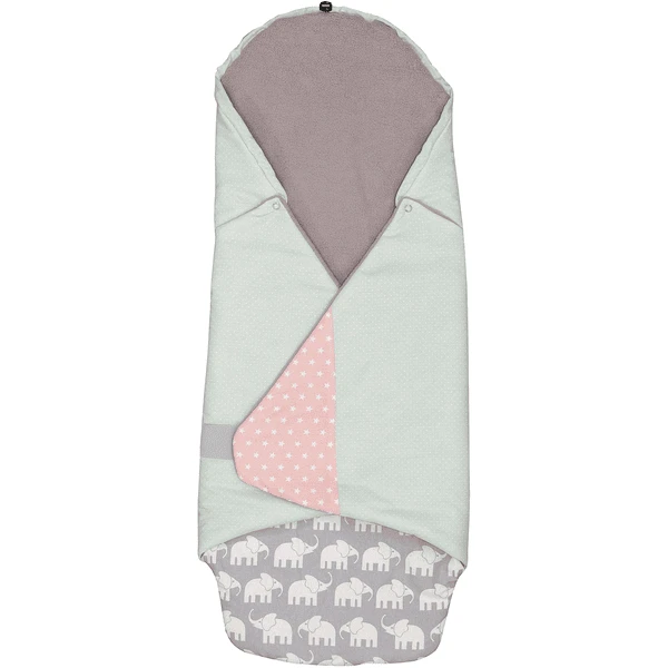 ULLENBOOM® Einschlagdecke Elefant Mint Rosa 98 X 98 X 2 Cm